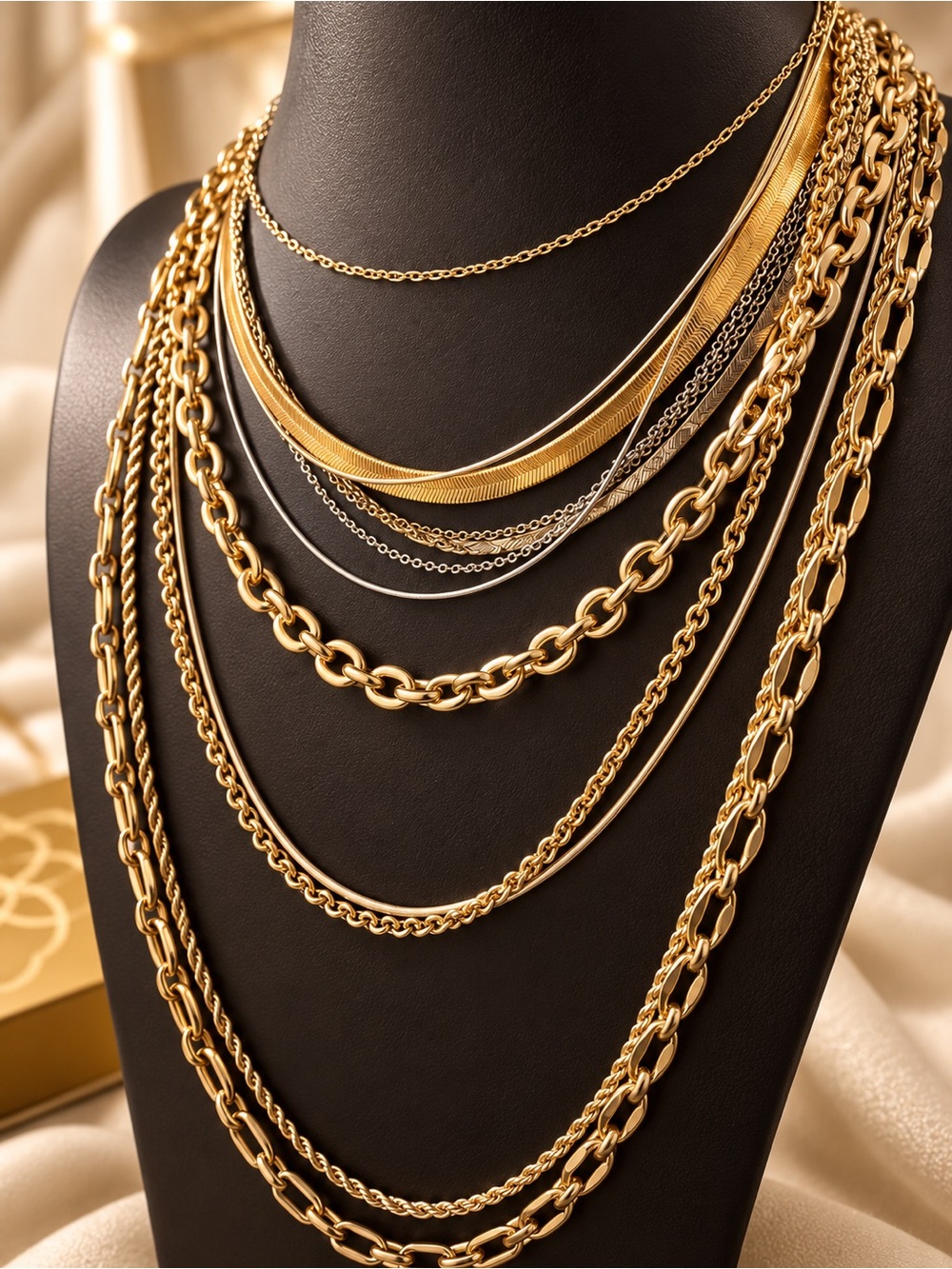 Layered Gold Multi-Chain Necklace Set - Women Jewelry